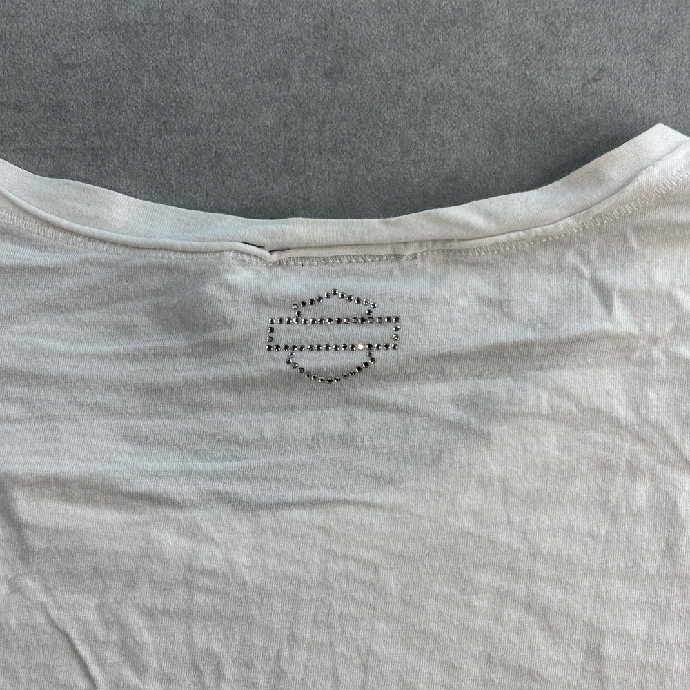 Vintage Harley Davidson Womens XL Rime stone Shirt Motorcycle Dagger Rose - Picture 8 of 16